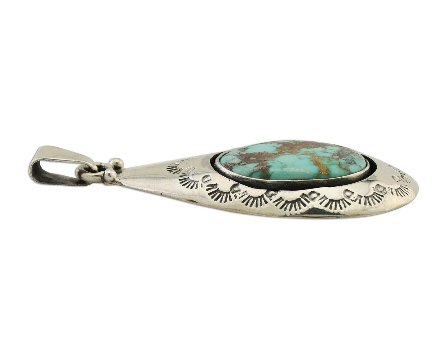 Navajo Pendant 925 Silver Blue Gem Turquoise Artist Signed MC C.80's