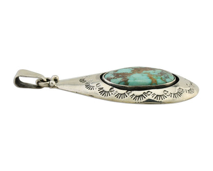 Navajo Pendant 925 Silver Blue Gem Turquoise Artist Signed MC C.80's