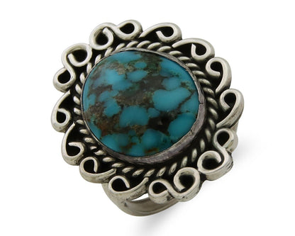 Navajo Ring 925 Silver Blue Turquoise Native Artist Siged W C.80's