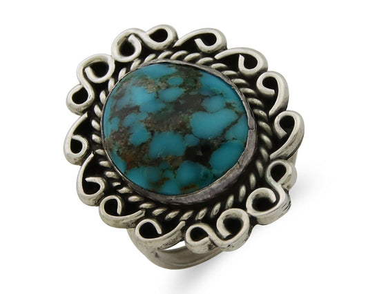 Navajo Ring 925 Silver Blue Turquoise Native Artist Siged W C.80's