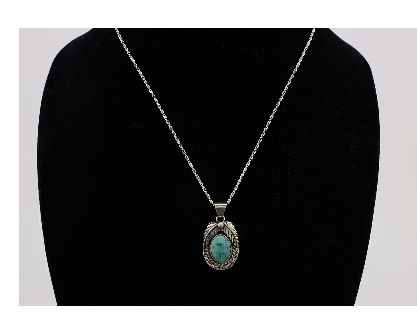 Navajo Natural Turquoise Necklace 925 Silver Artist Signed SunRise C.80's