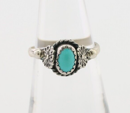 Navajo Ring 925 Silver Kingman Turquoise Native American Artist Made In 1985