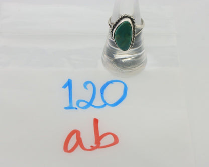 Navajo Ring 925 Silver Blue Gem Turquoise Artist Signed Rabbit Stick C.80's