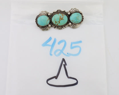 Navajo Pin Pendant 925 Silver Natural Turquoise Signed Billy Eagle C.80's