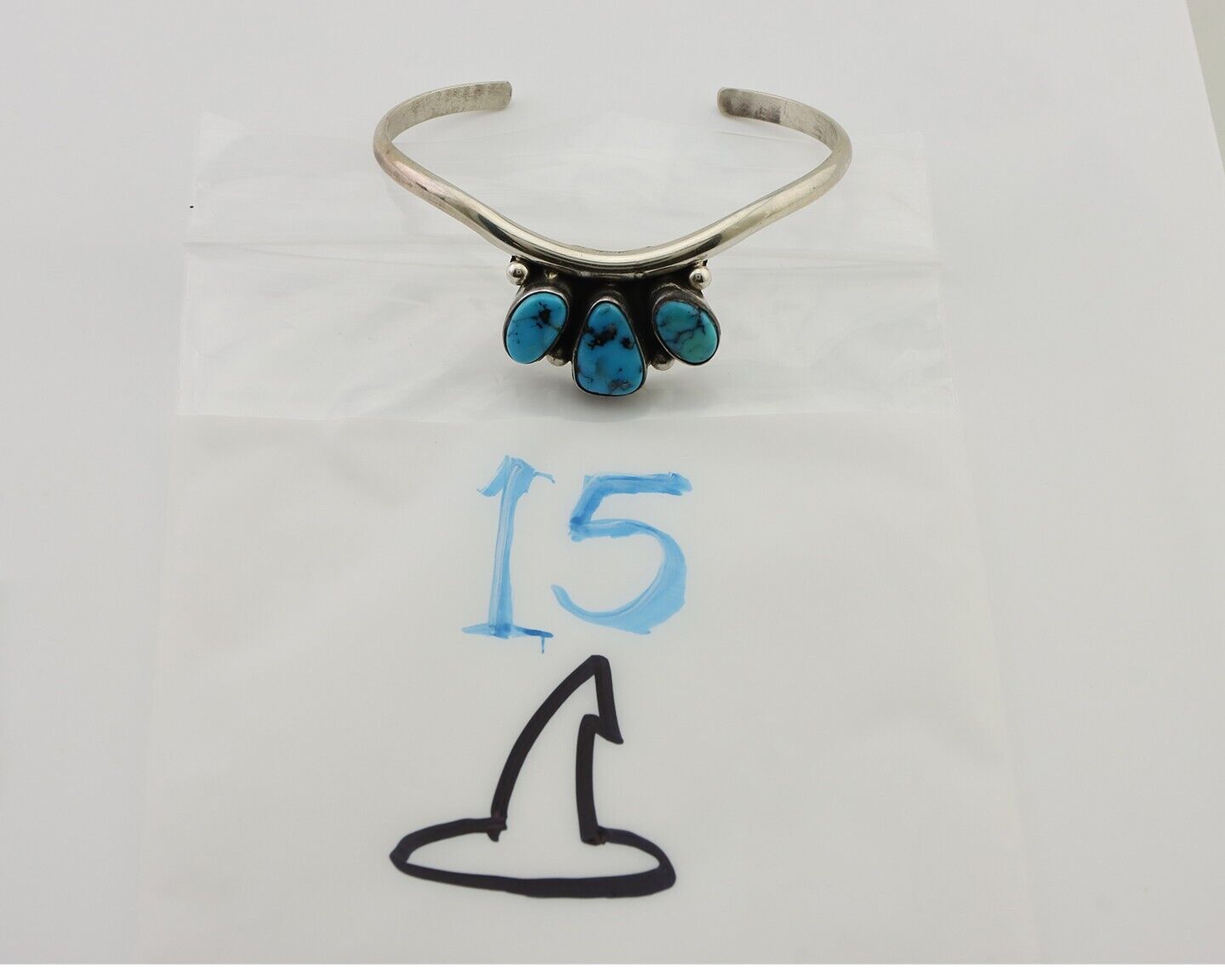 Navajo Bracelet 925 Silver Morenci Turquoise Artist Signed Frank Sandoval C.80's