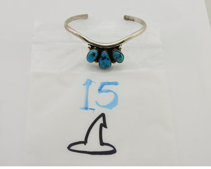 Navajo Bracelet 925 Silver Morenci Turquoise Artist Signed Frank Sandoval C.80's