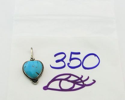 Navajo Heart Pendant Sterling Silver Turquoise Vintage Handmade