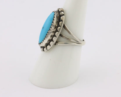 Navajo Ring .925 Silver Sleeping Beauty Turquoise Signed SkyStone Creations C80s