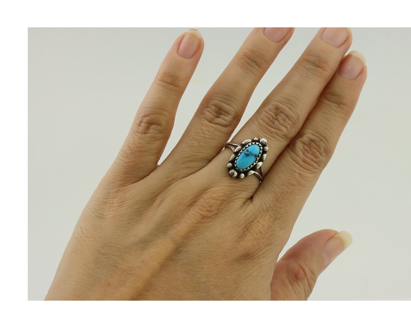 Navajo Handmade Ring 925 Silver Sleeping Beauty Artist Signed SC C.80's