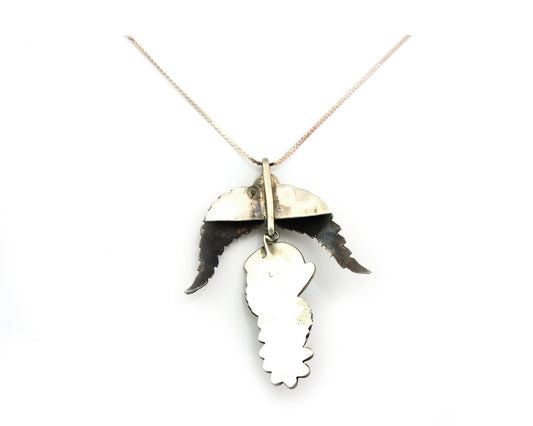 Navajo Necklace Sterling Silver Turquoise Coral Vintage Signed L Yazzie