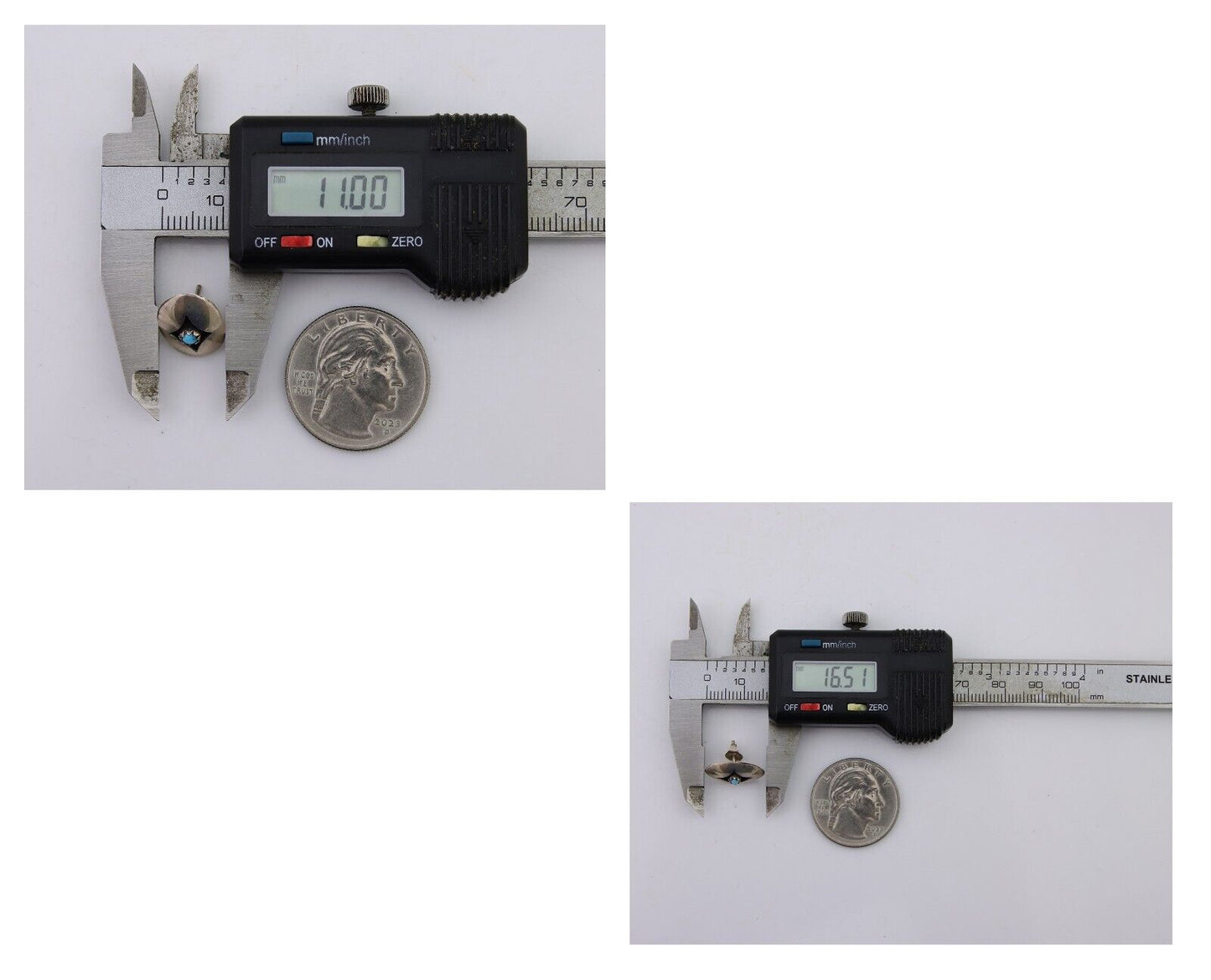 Navajo Shield Earrings 925 Silver Natural Turquoise Native American Artist C.80s