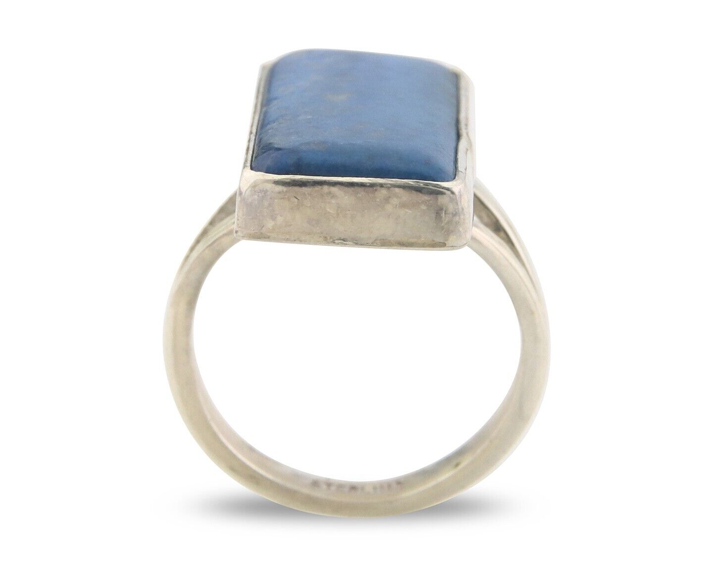 Navajo Ring 925 Sterling Lapis Handmade Native Artist C.80's Size 6.0