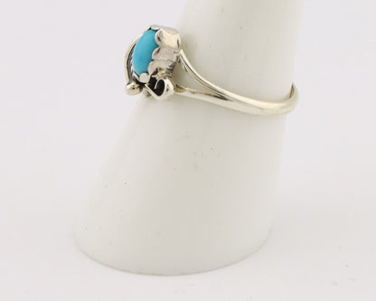 Navajo Ring .925 Silver Sleeping Beauty Turquoise Native American Artist C.80's