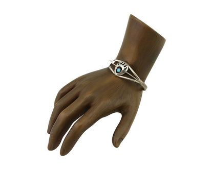 Navajo Paw Bracelet 925 Silver Blue Turquoise Native American Artist C.80's