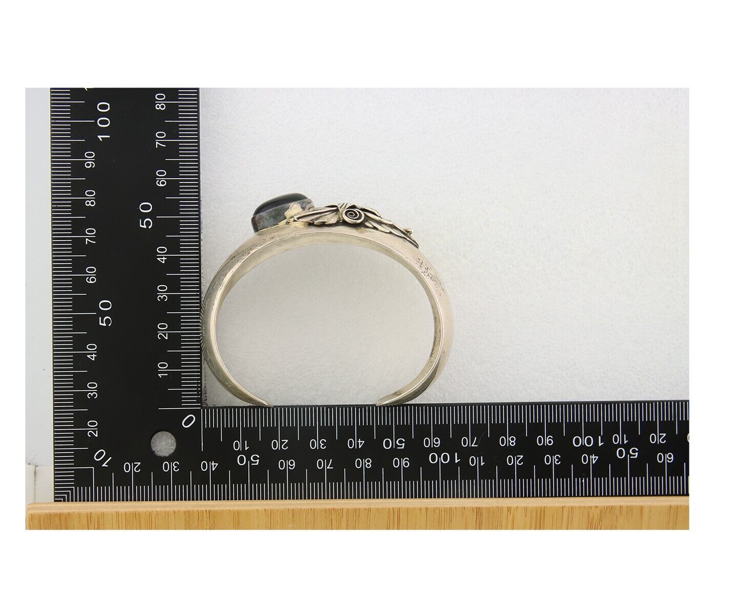 Navajo Bracelet 925 Silver Onyx Artist Signed Carol Felley & Lorenzo Secatero