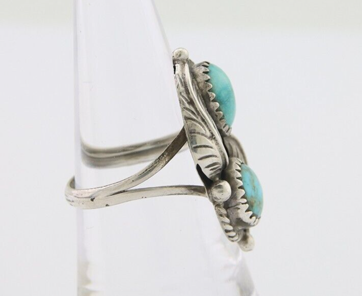Navajo Ring 925 Silver Natural Turquoise Artist Signed MC C.80's Size 7.0