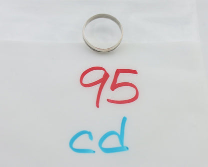 Navajo Hand Stamped Band 925 Silver 5.0 mm Signed Larry Chavez Size 7.5 C.80's