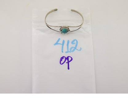 Navajo Hand Stamped Cuff Bracelet Turquoise 925 Silver Native American Artist