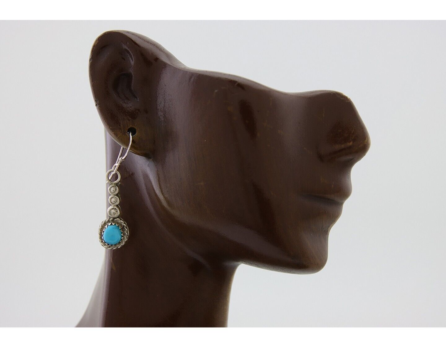 Navajo Earrings 925 Silver Blue Turquoise Artist Signed DB C.80's