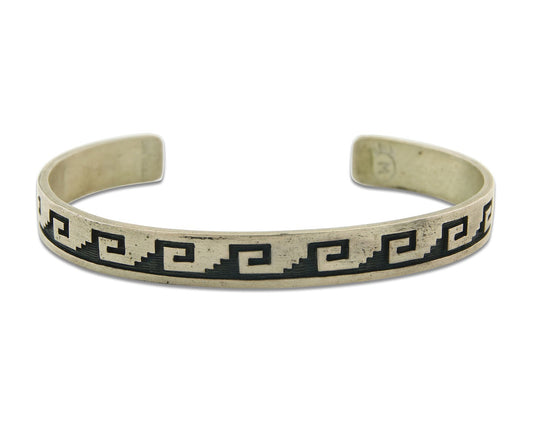 Vintage Hopi Bracelet 925 Silver Signed M & Animal Paw Authentic Traditional