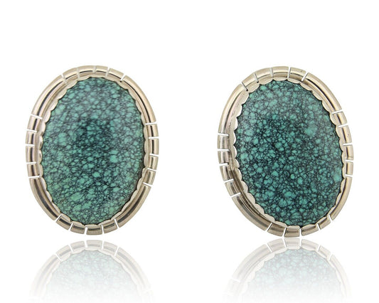 Navajo Earrings 925 Silver Mine 8 Turquoise Native American Artist C.80's