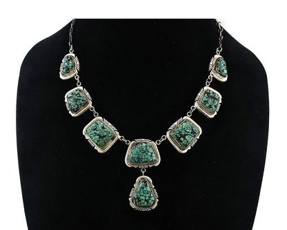 Navajo Necklace Earring Set Sterling Silver Vintage Signed Lee Bennett C.80's