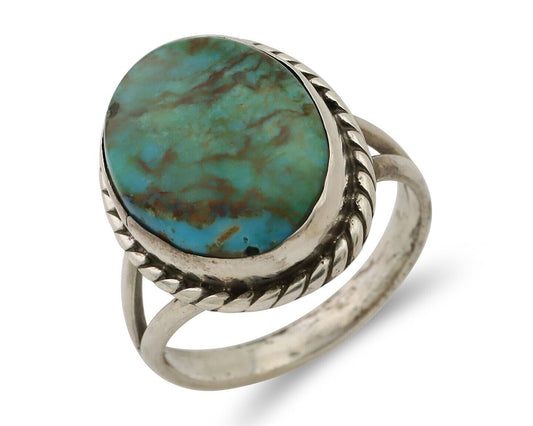 Navajo Ring 925 Silver Kingman Turquoise Native American Artist C.80's