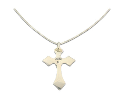 Navajo Cross Necklace Sterling Silver Authentic Natural Gemstones Signed M