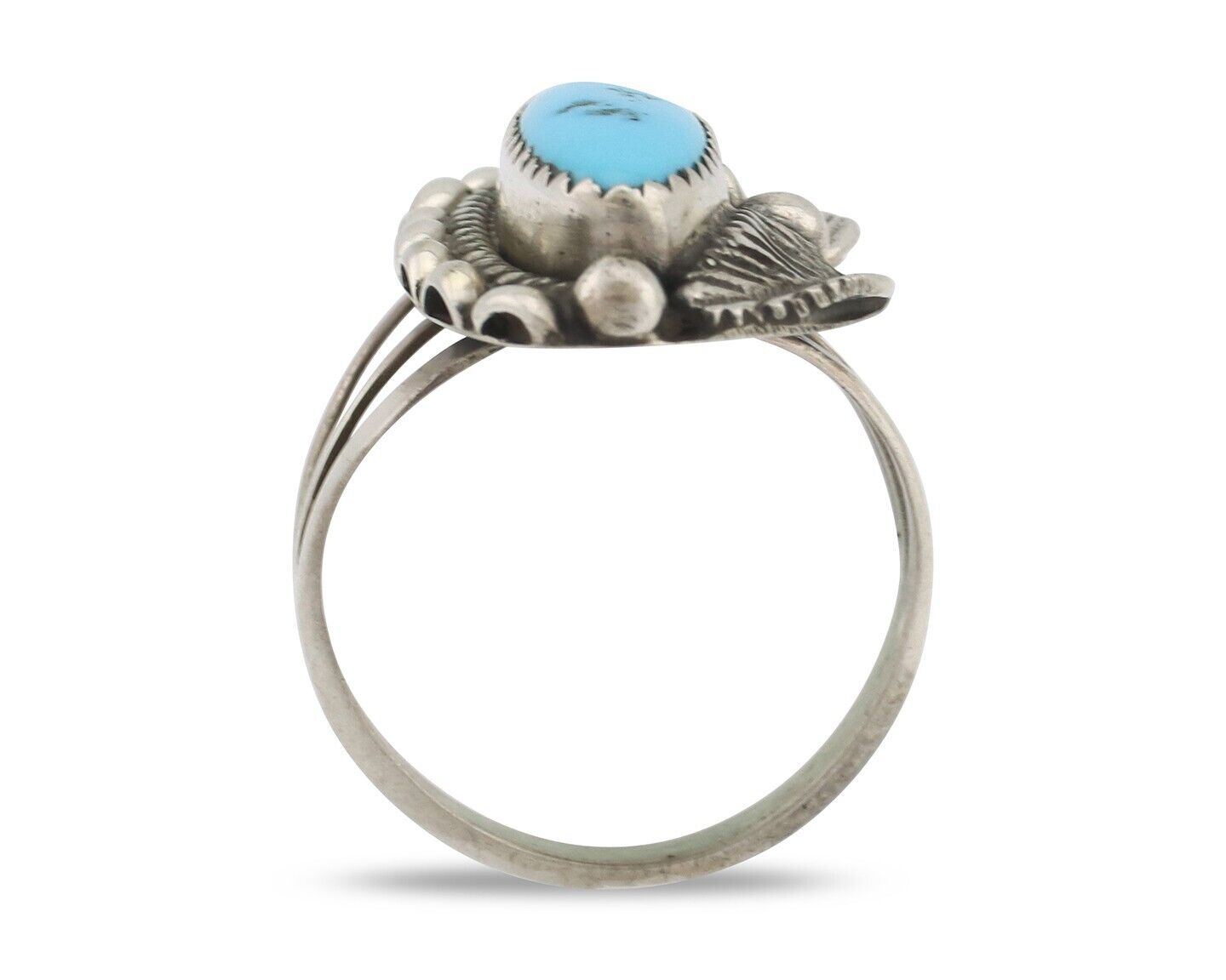 Navajo Ring .925 Silver Sleeping Beauty Turquoise Signed SkyStone Creations C80s