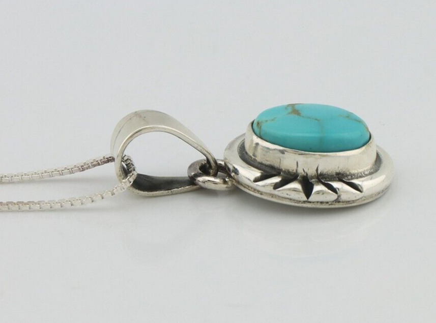 Navajo Necklace 925 Silver Arizona Turquoise Handmade Signed Gecko C.90's