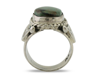 Navajo Ring 925 Silver Kingman Turquoise Signed M Montoya C.80's
