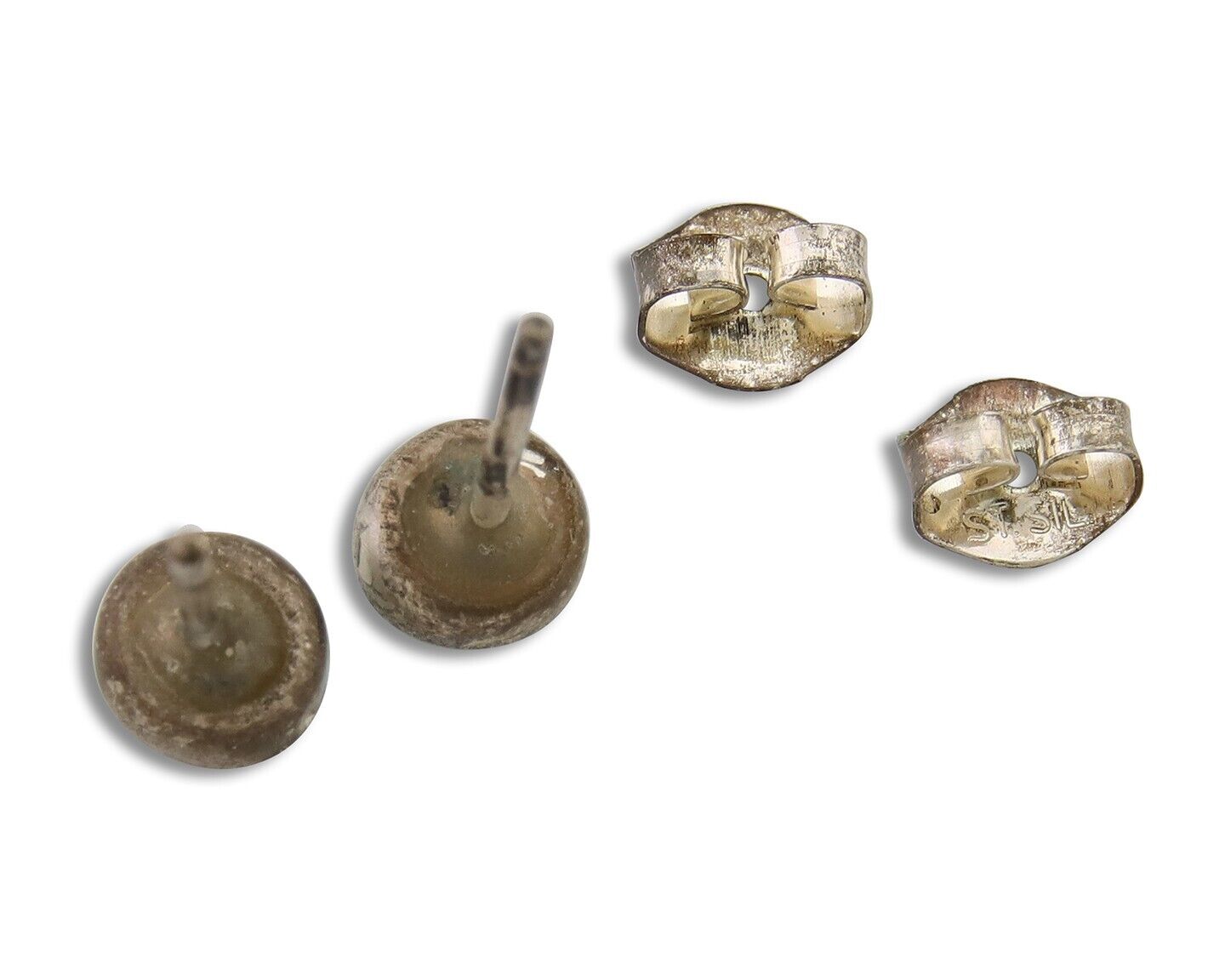 Navajo Earrings 925 Silver Inlaid Natural Turquoise Native American Artist C.80s