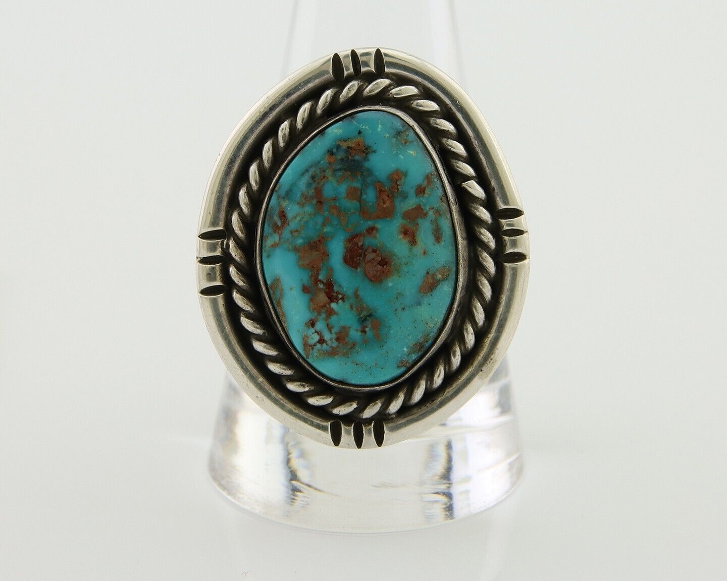 Navajo Handmade Ring 925 Silver Nevada Turquoise Native Artist C.80's