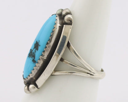 Navajo Ring .925 Silver Sleeping Beauty Turquoise Native American Artist C.80's
