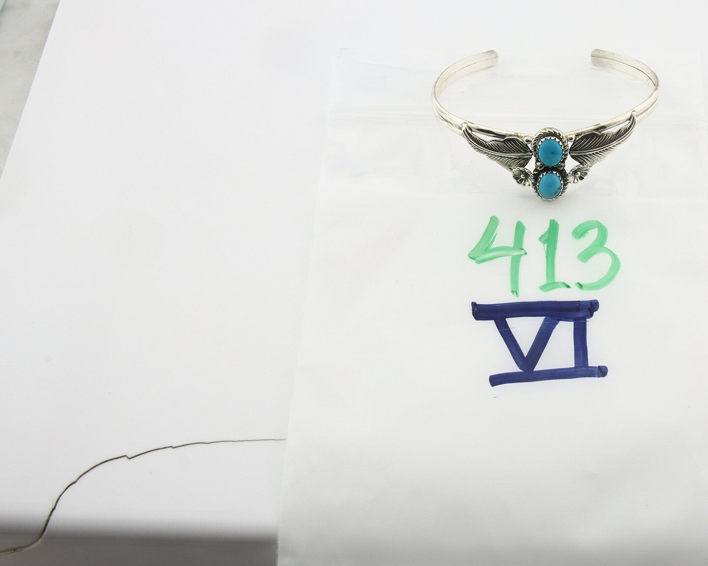 Vintage Navajo Bracelet 925 Silver Blue Turquoise Handmade Signed SN