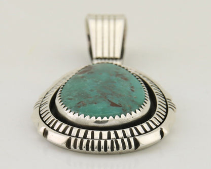 Navajo Pendant 925 Silver Natural Turquoise Artist Signed Lidia Begay C.80's