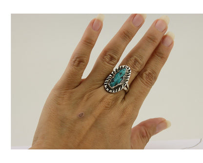 Navajo Handmade Ring 925 Silver Turquoise Native American Artist C.80's