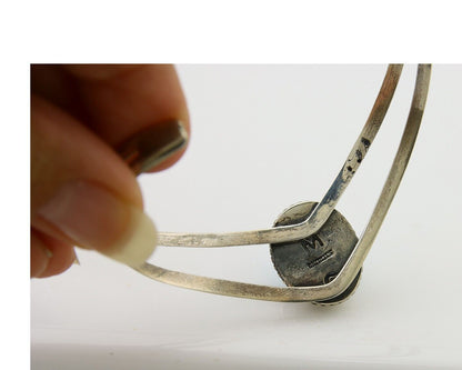 Navajo Bracelet 925 Silver Cuff Turquoise Handmade Artist Signed MC C.80's