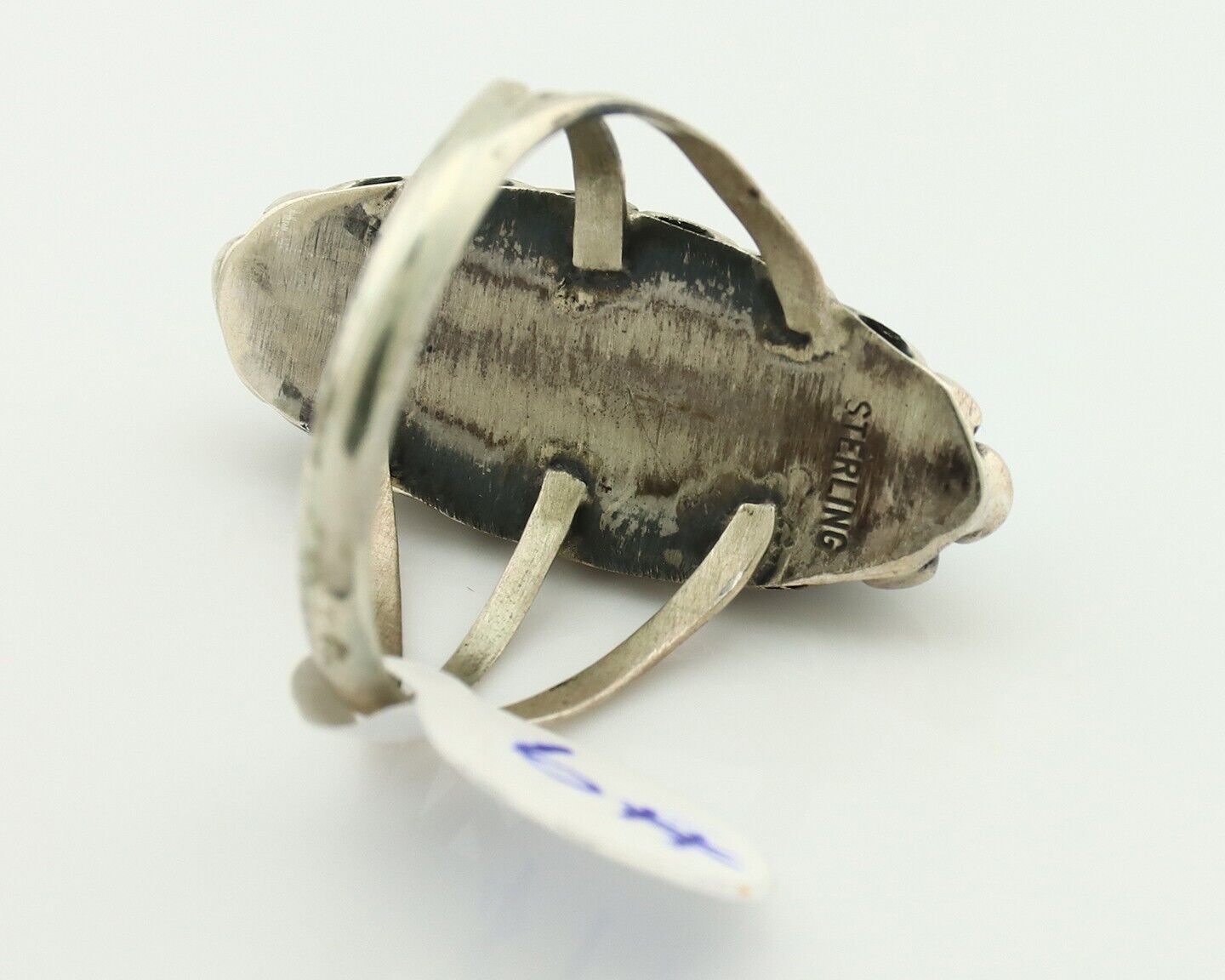 Navajo Ring .925 Silver Sleeping Beauty Turquoise Artist Signed SC C.80's