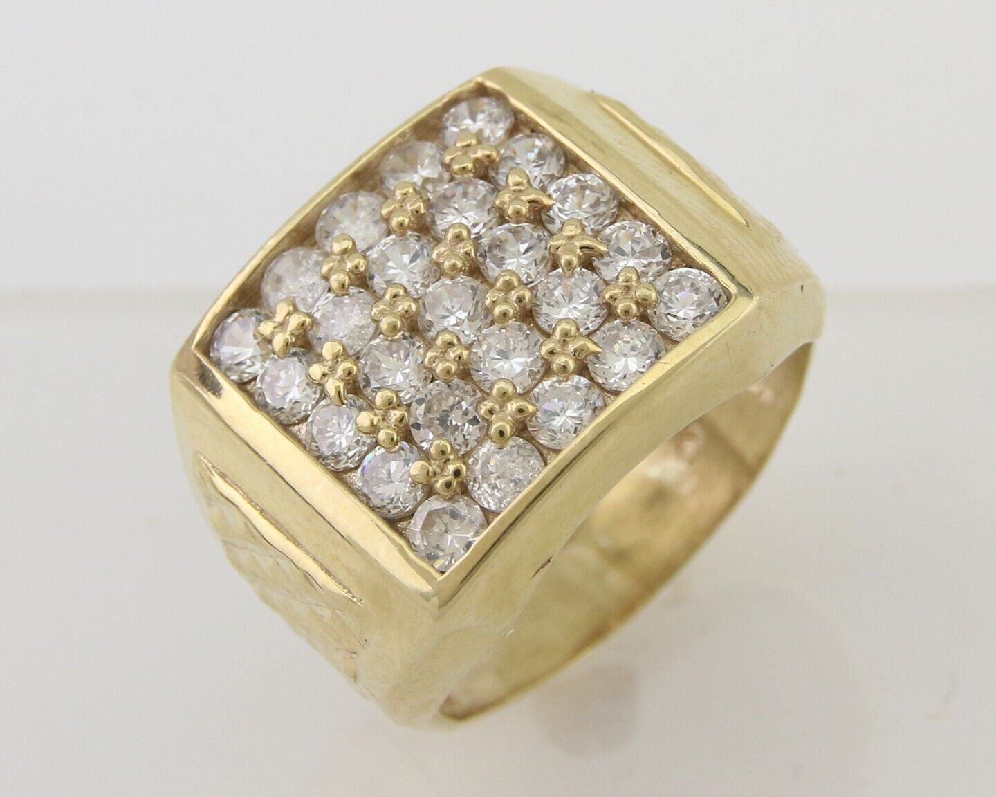 Men Simulated Diamond Pinky Ring 14k Solid Yellow Gold