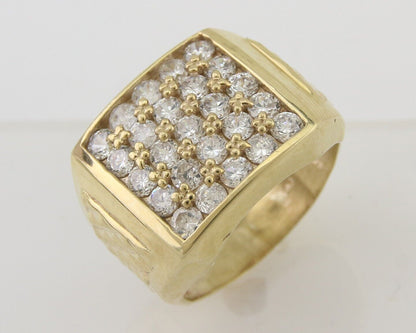 Men Simulated Diamond Pinky Ring 14k Solid Yellow Gold