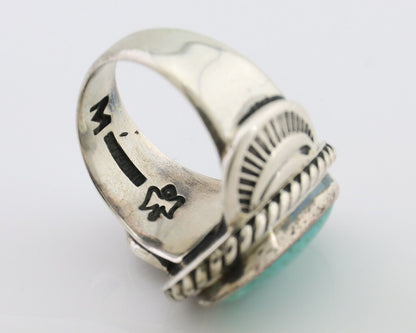 Navajo Ring 925 Silver Natural Turquoise Signed M Montoya Size 8.25 C.80's
