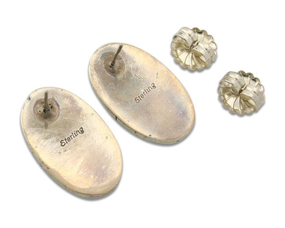 Navajo Earrings 925 Silver Natural Morenci Turquoise Native Artist C.80's