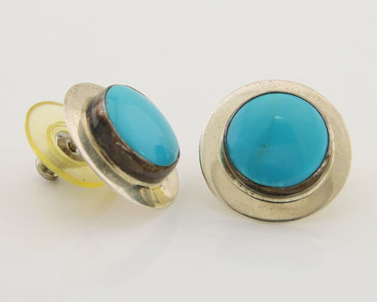 Navajo Earrings 925 Silver Blue Turquoise Native American Artist C.80's