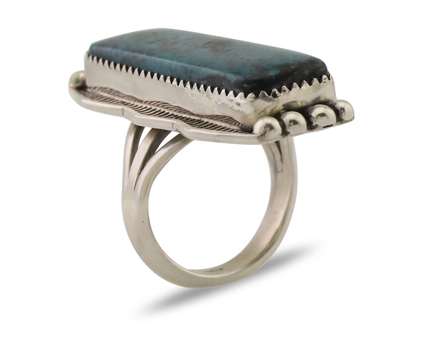 Navajo Hamdmade Ring 925 Silver Southwest Turquoise Signed D C.80's