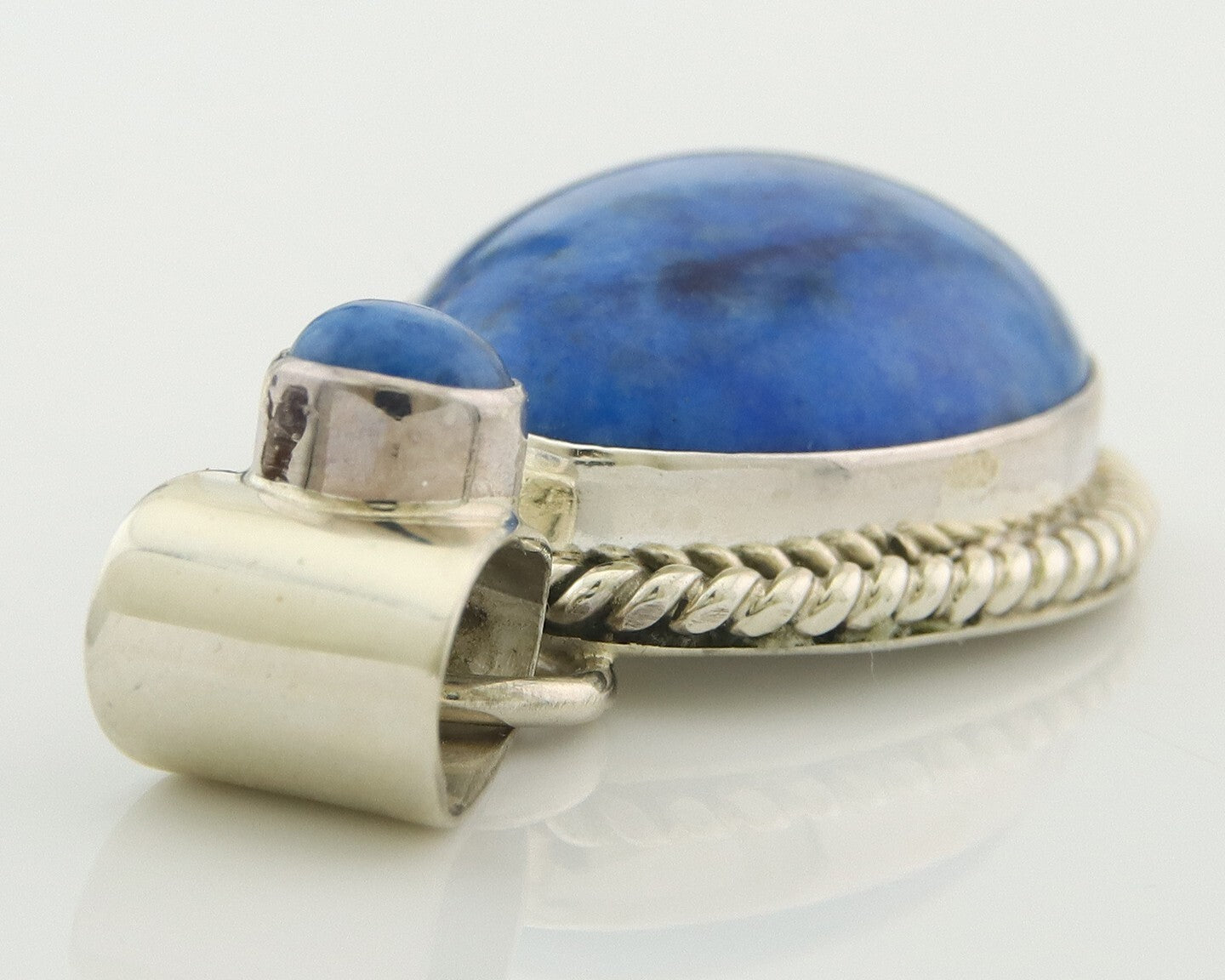 Navajo Sterling Silver Pendant Denim Lapis Authentic Vintage Signed M