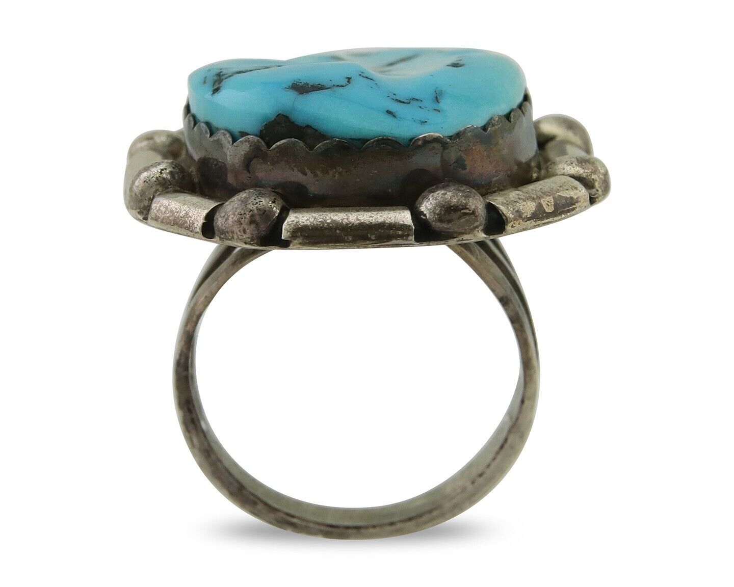 Navajo Handmade Ring 925 Silver Sleeping Beauty Turquoise C.80's