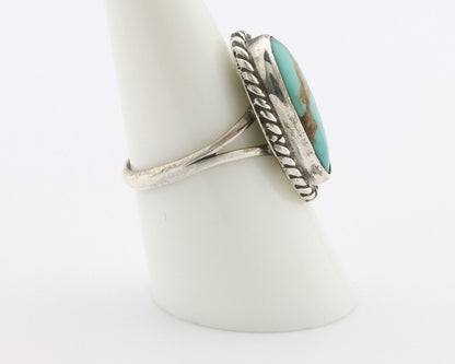 Navajo Ring 925 Silver Natural Kingman Turquoise Signed M Montoya C.80's