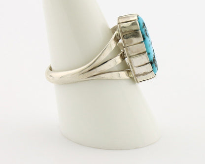 Navajo Ring 925 Silver Sleeping Beauty Turquoise Artist Signed SS C.80's