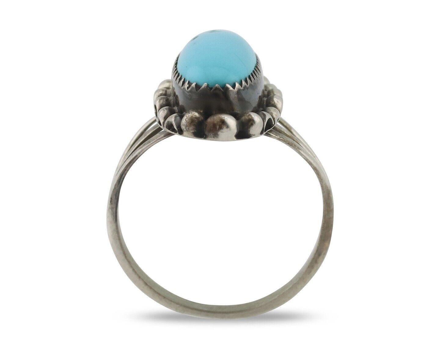 Navajo Ring .925 Silver Sleeping Beauty Turquoise Signed SkyStone Creations C80s